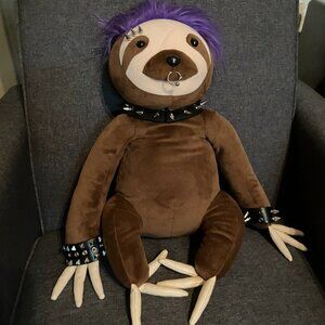 Dolls Kill Punk Sloth Plushie Purple Hair Stud Cuffs Spiked Collar Nose Ring NEW